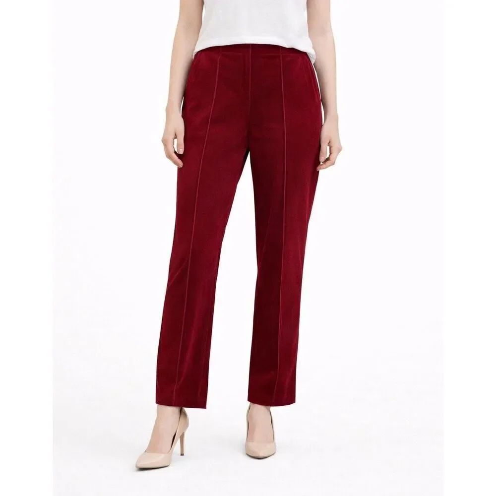 J.Crew Vintage red velvet seam front pant size 6